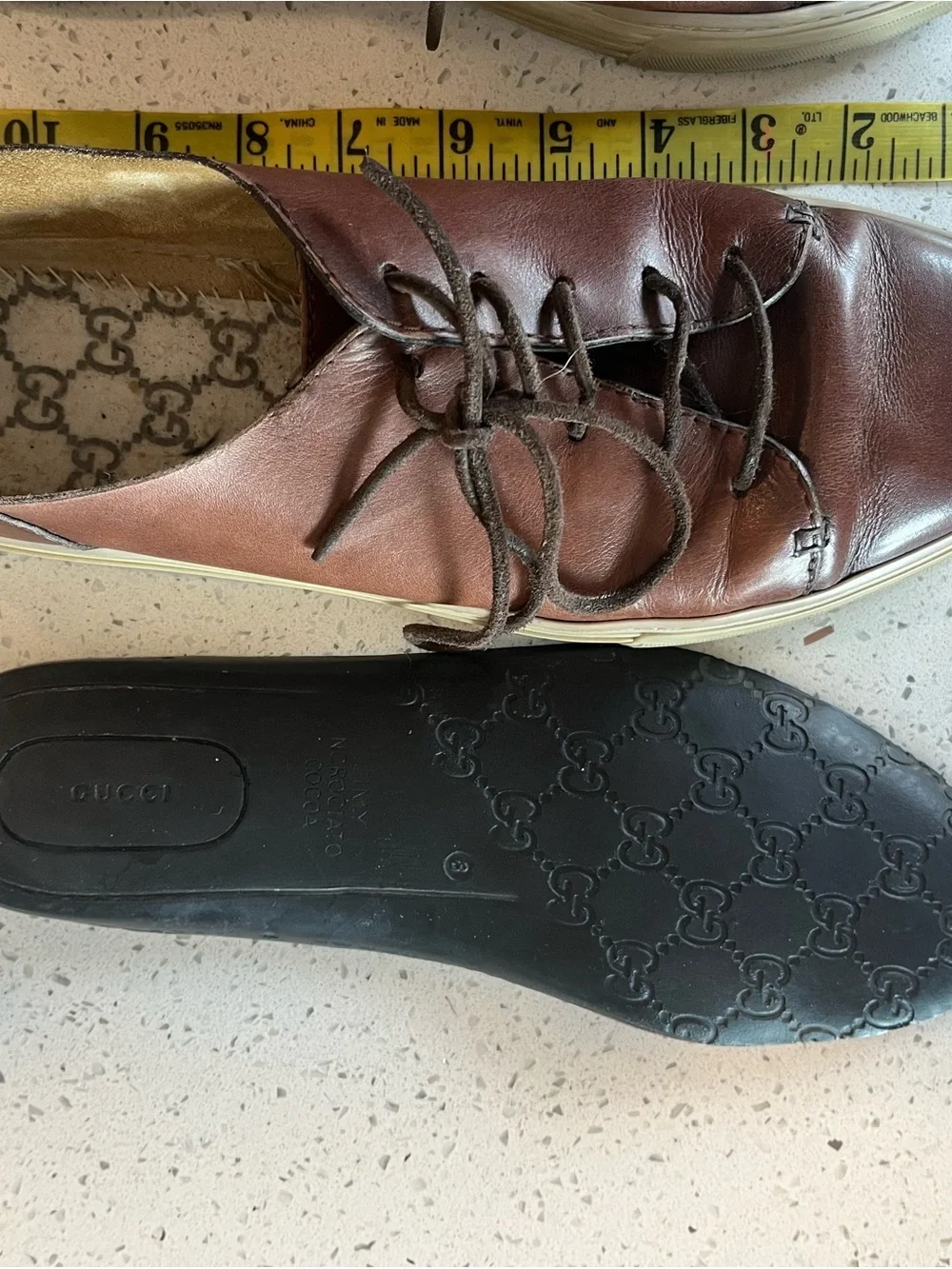 Gucci Brown Leather Lace-Up Oxfords
